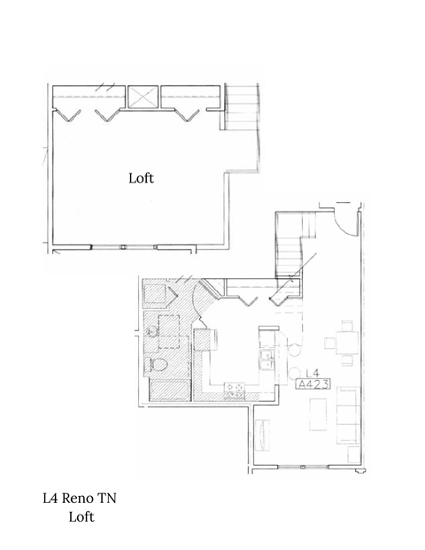 Floor plan for 1 bed, 1 bath, 894 sqft